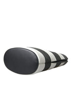 Balenciaga Black White Striped Exotic Skin Leather Maxi Bucket Tote Bag