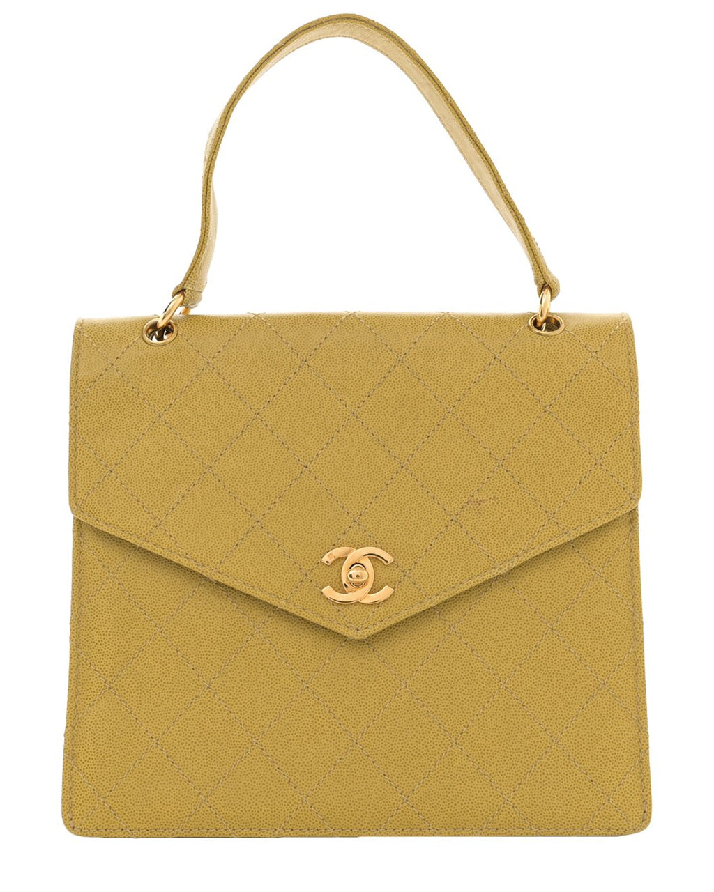 Chanel Yellow Caviar Leather Kelly Flap (Authentic Pre-Loved)