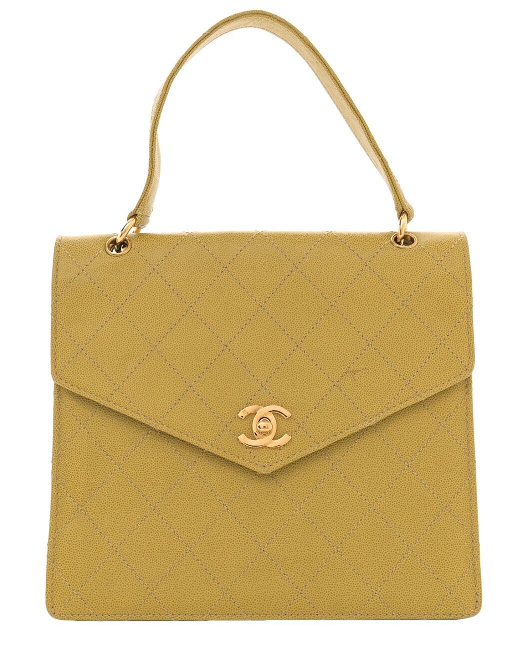 Chanel Yellow Caviar Leather Kelly Flap (Authentic Pre-Loved)