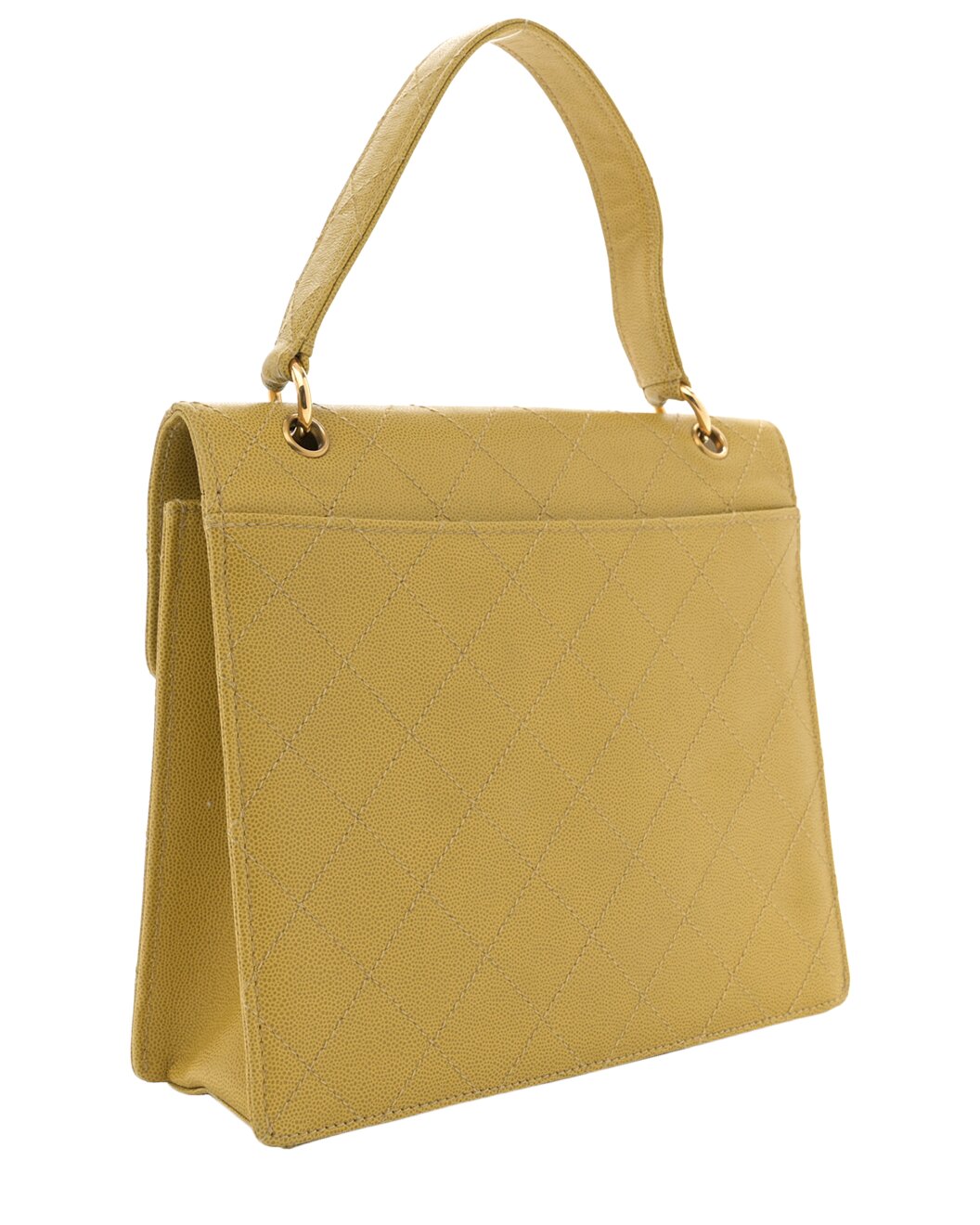 Chanel Yellow Caviar Leather Kelly Flap (Authentic Pre-Loved)