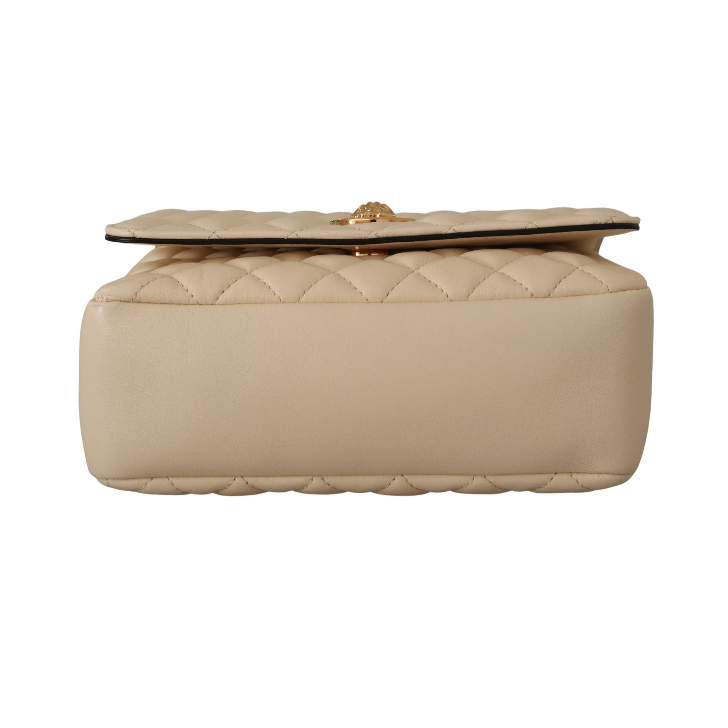 Versace Elegant White Nappa Leather Shoulder Bag